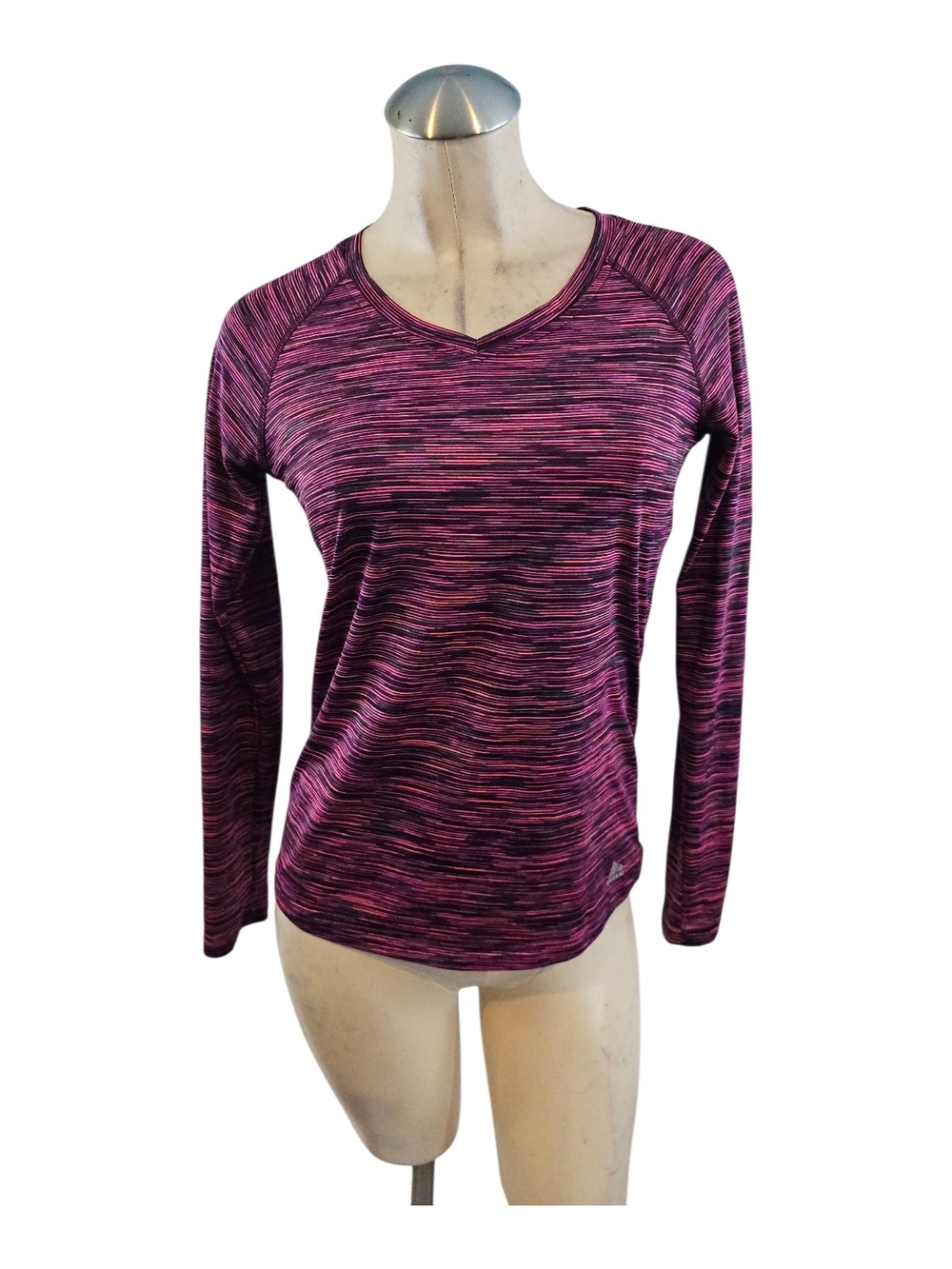 RBX Size S X-Dri V-Neck Long Sleeve Top Pink Purple Muti Color Athletic